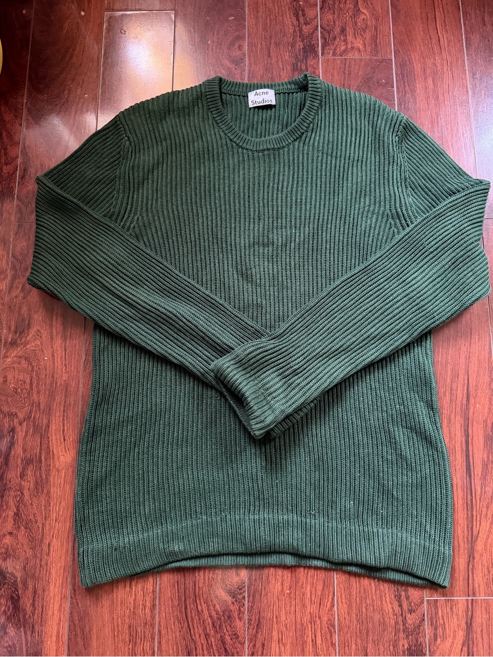 Acne Studios Forest Green Ribbed Crewneck Sweater